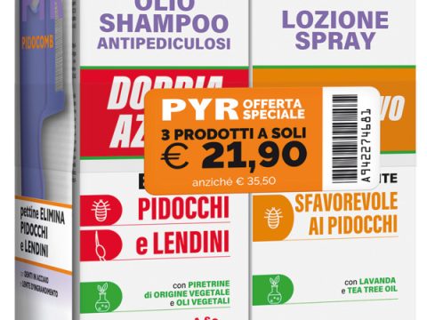 PYR ABB OLIO SHAMPOO ANTIPEDICULOSI + 1 OLIO SHAMPOO DOPPIA AZIONE + 1 LOZIONE SPRAY + 1 PETTINE LENDINI