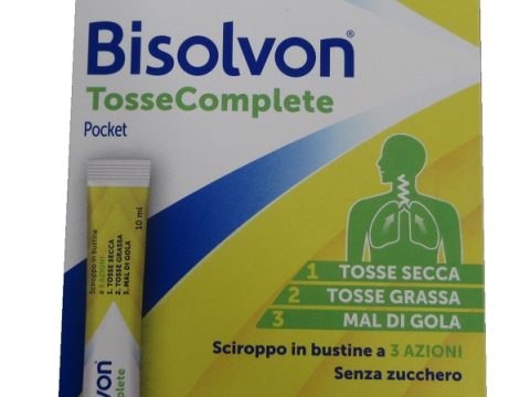 BISOLVON TOSSE COMPLETE POCKET SCIROPPO 12 BUSTINE DA 10 ML SENZA ZUCCHERO SENZA GLUTINE SENZA LATTOSIO