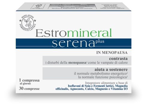 ESTROMINERAL SERENA PLUS 30 COMPRESSE SENZA GLUTINE SENZA LATTOSIO SENZA CONSERVANTI SENZA COLORANTI AGGIUNTI