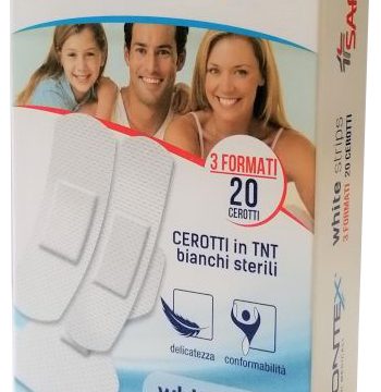 CEROTTO PRONTEX WHITE STRIPS IN TESSUTO NON TESSUTO BIANCO STERILE 3 FORMATI 20 PEZZI