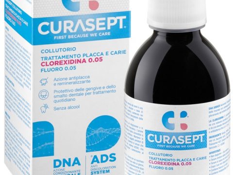 CURASEPT COLLUTORIO TRATTAMENTO PLACCA E CARIE CLOREXIDINA 0,05% FLUORO 0,05% ADS + DNA 200 ML