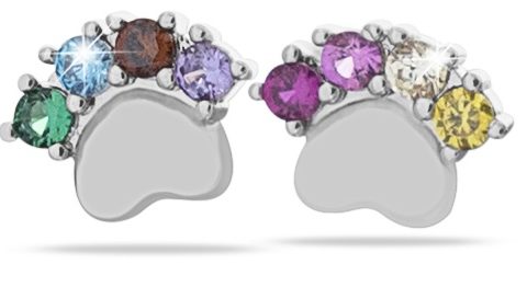 MJ POST 492 ORECCHINO DEFINITIVO MEDICAL JEWELS ORME CON ZIRCONI MULTICOLOR