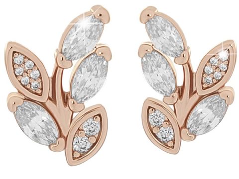 MJ POST 497 ORECCHINO DEFINITIVO MEDICAL JEWELS FOGLIE ORO ROSA CON ZIRCONI