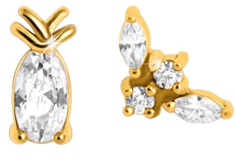 MJ POST 508 ORECCHINO DEFINITIVO MEDICAL JEWELS ANANAS E BEE ZIRCONI