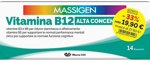 MASSIGEN VITAMINA B12 ALTA CONCENTRAZIONE 14+14 FLACONCINI DA 8 ML